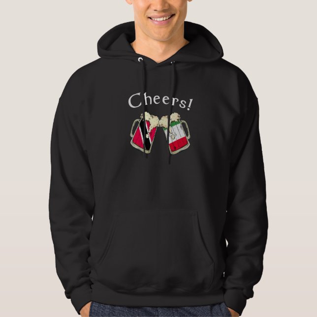 Trinidad & Tobago Italy Flag Cheers Beer Grown Pat Hoodie (Framsida)