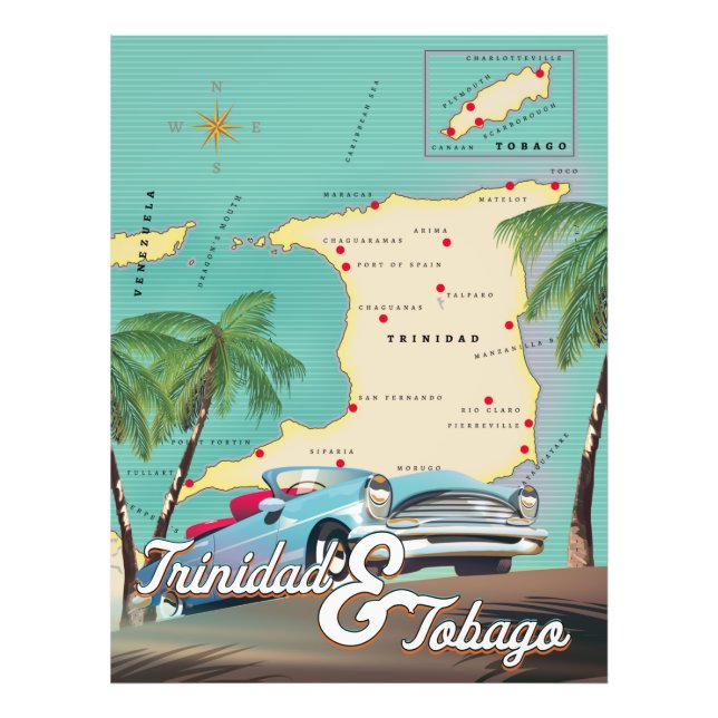 Trinidad & Tobago reseskylt Fototryck (Framsidan)