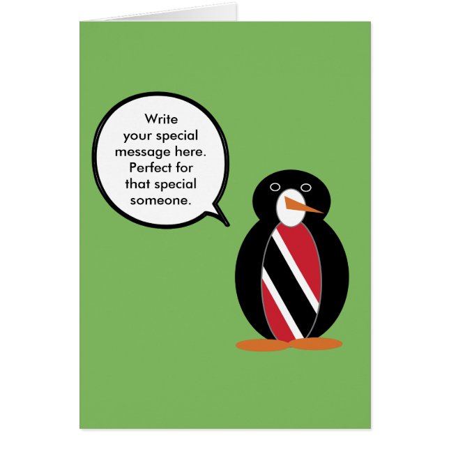 Trinidad Tobago Talking Talking Penguin Card Hälsningskort (Framsidan)