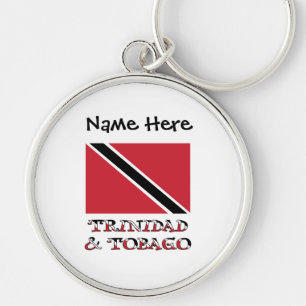 Trinidad-Tobago Trinidad Flag Personlig Rund Silverfärgad Nyckelring