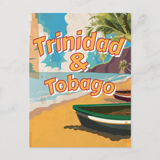 Trinidad & Tobago Vintage semesternatskrusaffisch Vykort (Framsida)