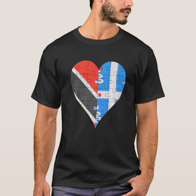 Trinidadian and Tobagoan Martiniquais Flagga Heart T Shirt (Framsida)