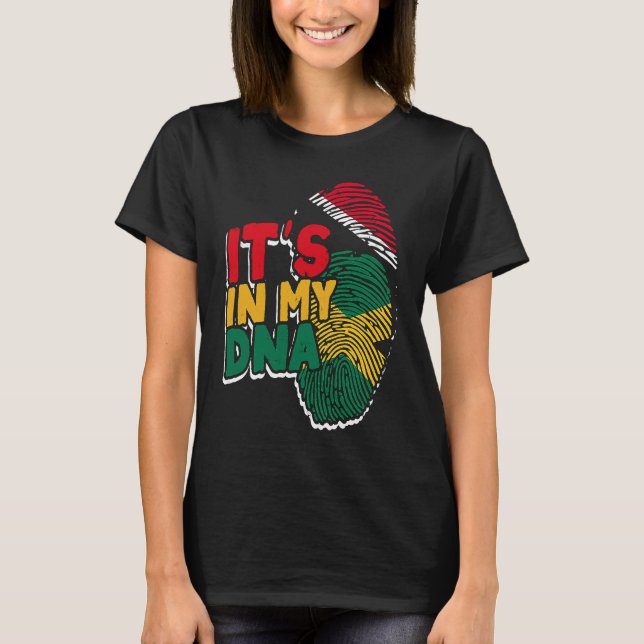 Trinidadian Jamaican Mix DNA Flag  Caribbean Islan T Shirt (Framsida)