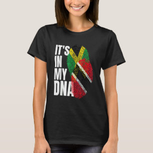 Trinidadian Plus Jamaican Mix DNA Flagga Heritage T Shirt