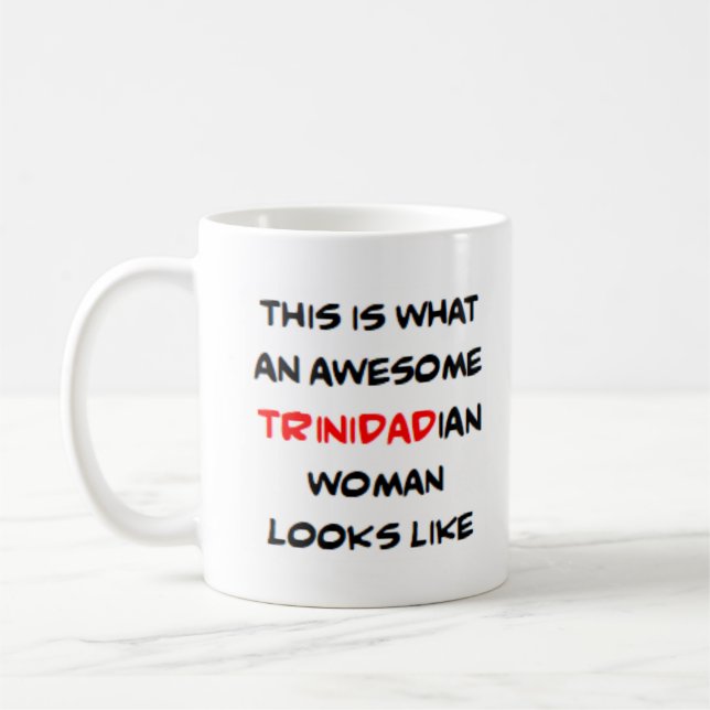 trinidadian woman, awesome kaffemugg (Vänster)
