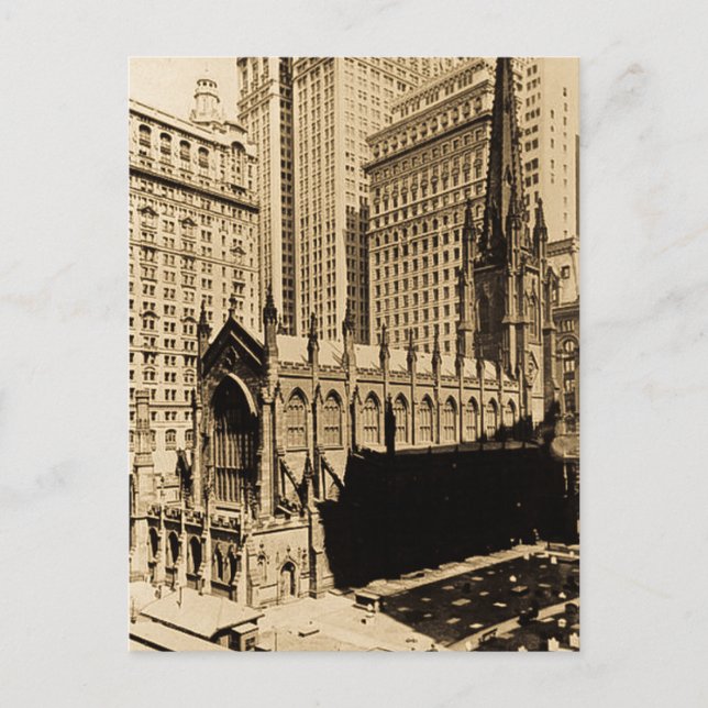 Trinity Church & Church Yard Lower Manhattan NYC Vykort (Framsida)
