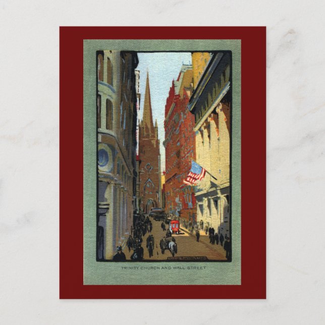 Trinity Church och Wall street Vykort (Framsida)