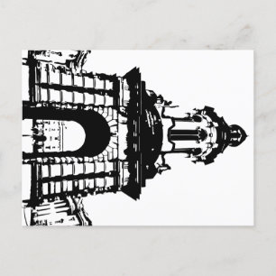 Trinity College Dublin Campanile, Black and White Vykort