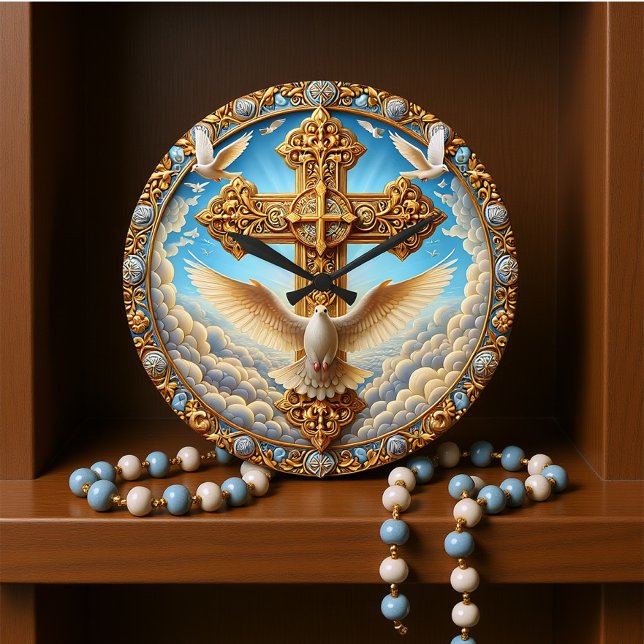 Trinity Dove Kor Golden Wall Stor Klocka (Skapare uppladdad)