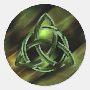 Trinity Knot Celtic Grönt Metall Glitter Runt Klistermärke
