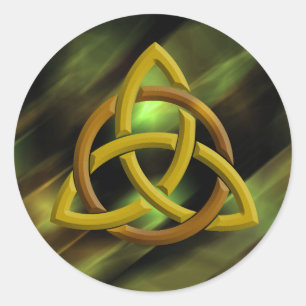 Trinity Knot Celtic Grönt Metall Glitter Runt Klistermärke