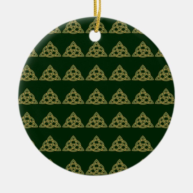Trinity Knot Gröna Ornamenter Julgransprydnad Keramik (Framsidan)
