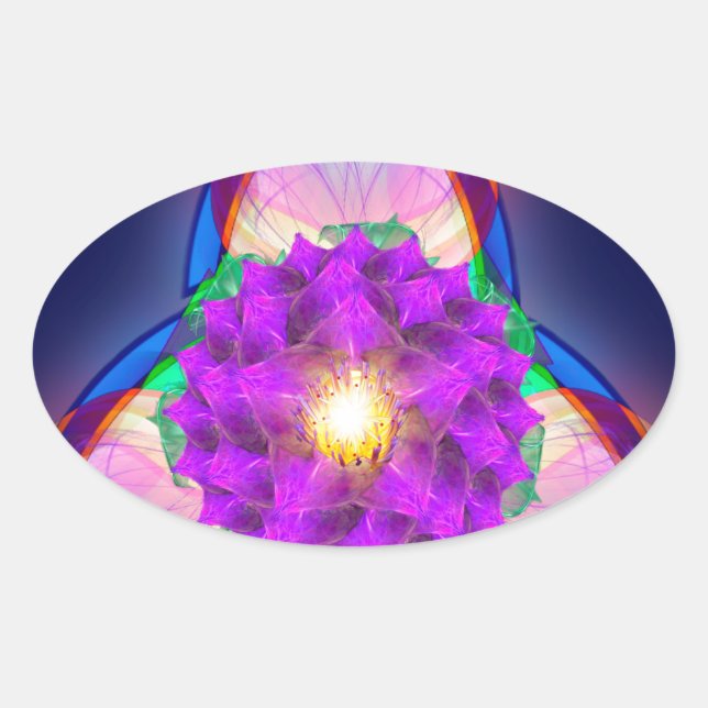 Trinity Lotus Ovalt Klistermärke (Framsida)