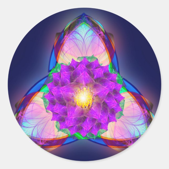 Trinity Lotus Runt Klistermärke (Framsida)