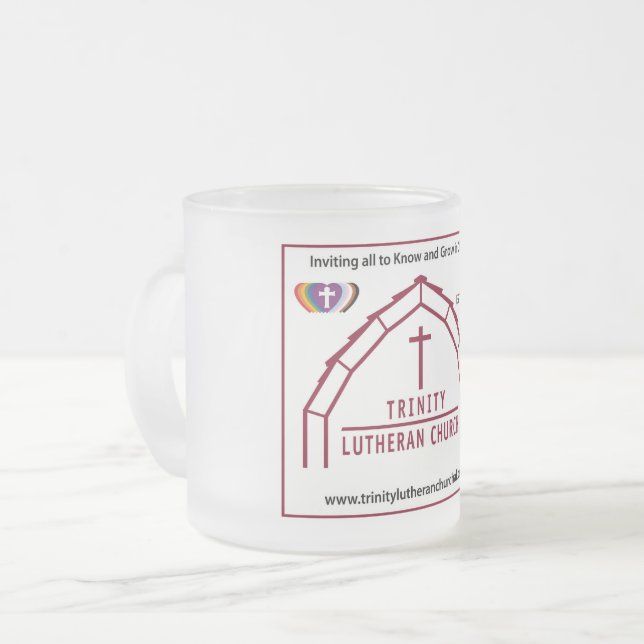 Trinity Lutheran Church logotyp Frostad Glasmugg (Framsida vänster)