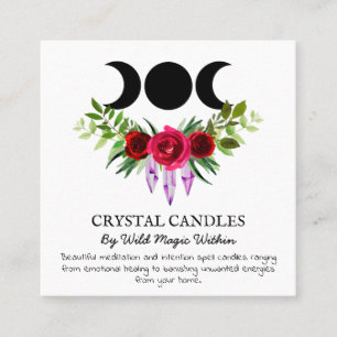 Trinity Måne avser Crystal Candle Spell Fyrkantigt Visitkort