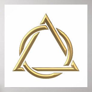 Trinity Symbol för gyllene "3-D"-Heliga Poster