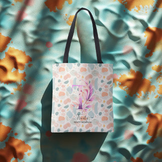 Trinity's Glatt Bloom - Boho Blommigt Monogram T Tygkasse