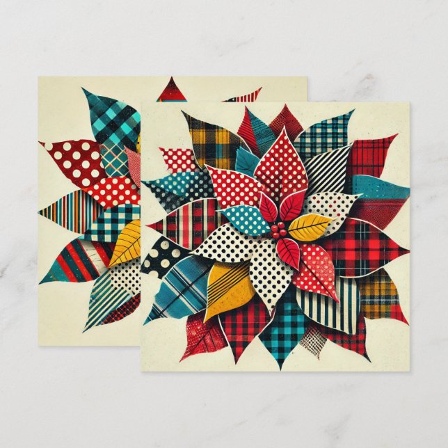 Trintable Collage Pop Art Poinsettia-skrapbok Inbjudningar (Fram/baksida)