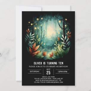 Trintable Fireflies Pastel Woodland Birthday Inbjudningar