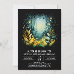 Trintable Fireflies Pastel Woodland Birthday Inbjudningar