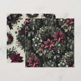 Trintable Gothic Poinsettia Wreaths Scrapbook Inbjudningar