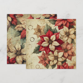 Trintable Grungy Tattered Poinsettia Scrapbook Inbjudningar