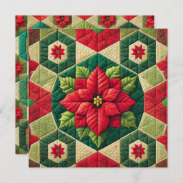 Trintable Hexagon Patchwork Poinsettia Scrapbook Inbjudningar