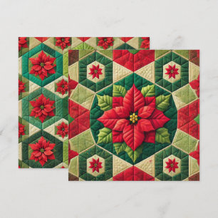Trintable Hexagon Patchwork Poinsettia Scrapbook Inbjudningar