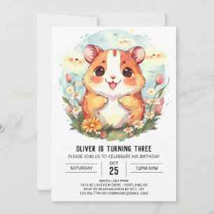 Trintable Lycklig Hamster Birthday Inbjudningar