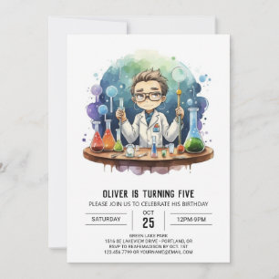 Trintable Mad Scientist Magic Birthday Inbjudningar