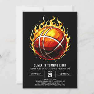 Trintable Pastel Boy Basketball Birthday Inbjudningar