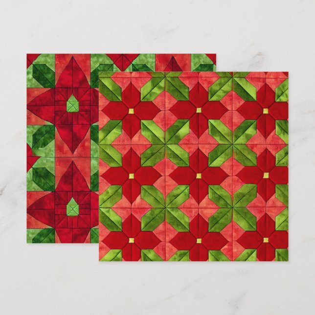 Trintable Patchwork Poinsettia Mönster Inbjudningar (Fram/baksida)