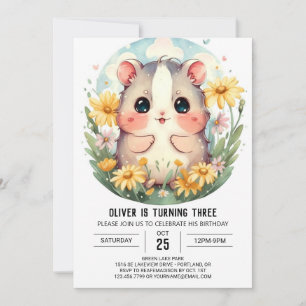 Trintable Pet Hamster Birthday Inbjudningar