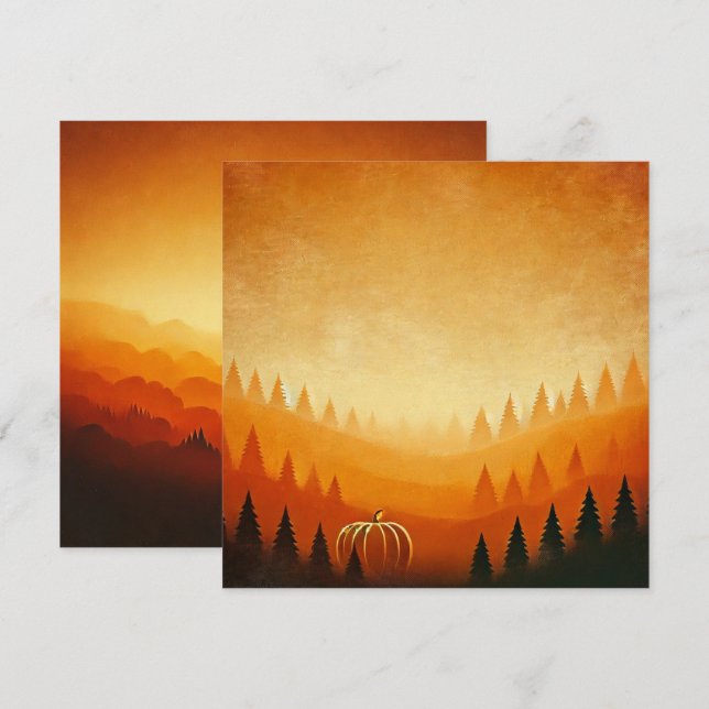 Trintable Pumpkin Harvest Autumnal Ombre Scrapbook Inbjudningar (Fram/baksida)