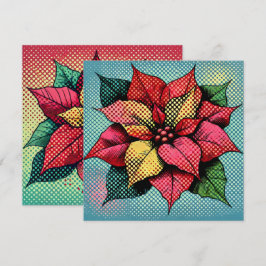Trintable Raster Pop Art Poinsettia-skrapbok Inbjudningar