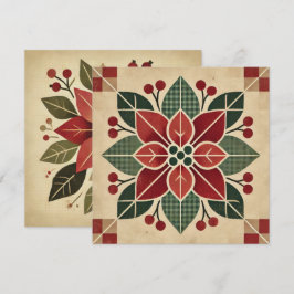 Trintable Retro Folk Art Poinsettia Scrapbook Inbjudningar