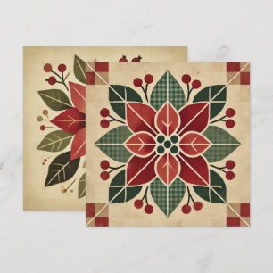 Trintable Retro Folk Art Poinsettia Scrapbook Inbjudningar