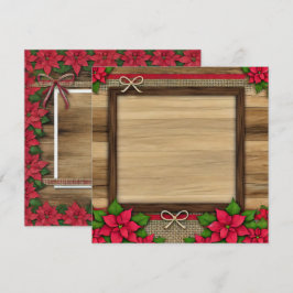 Trintable Rustic Wooden Poinsettia Ram Inbjudningar