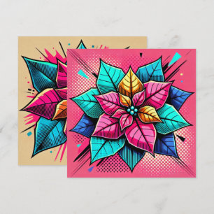 Trintable Vibrant Pop Art Poinsettia-skrapbok Inbjudningar