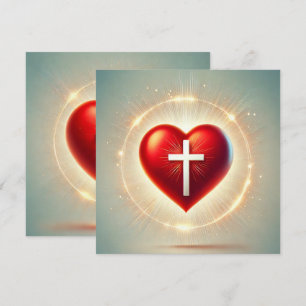 Trintable Vibrant Red Heart Christian Scrapbook Inbjudningar