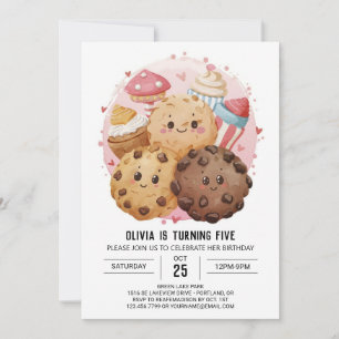 Trintable Watercolor Candy Cookies Birthday Inbjudningar