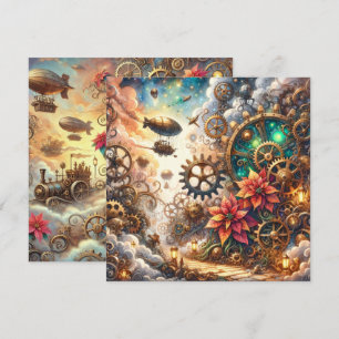 Trintable Whimsical Steampunk Poinsettia Scrapbook Inbjudningar