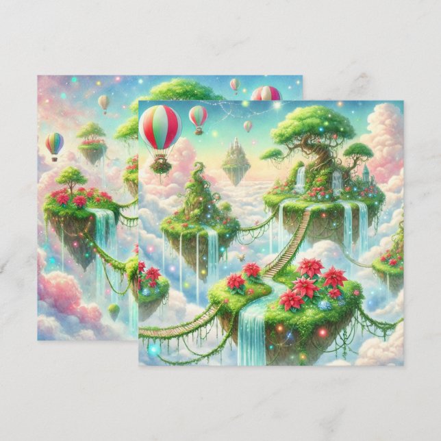 Trintable Whimsiques Islands & Poinsettia Scrapboo Inbjudningar (Fram/baksida)