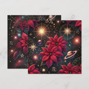 Trintable Witchy Celestial Poinsettia Scrapbook Inbjudningar