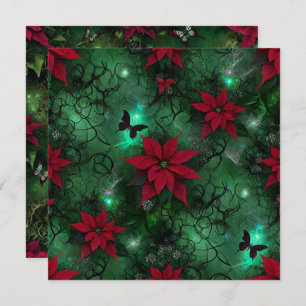 Trintable Witchy Magic Forest Poinsettia Scrapbook Inbjudningar