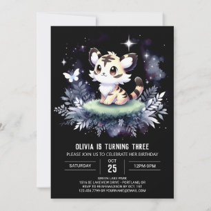 Trintable Woodland Tiger Birthday Inbjudningar