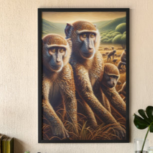 Trio av apor Frolicking Poster