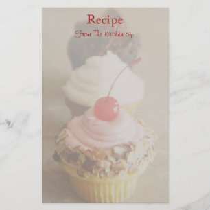 Trio av Cherry Cupcoa Recipe Stationery