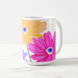 Trio av glädje: Ljus blomsterprakt Kaffemugg